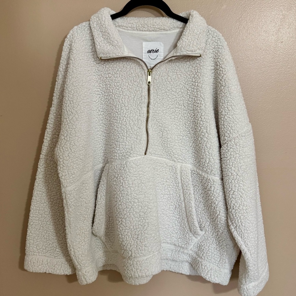 Aerie Sherpa Half-Zip Pullover - size large